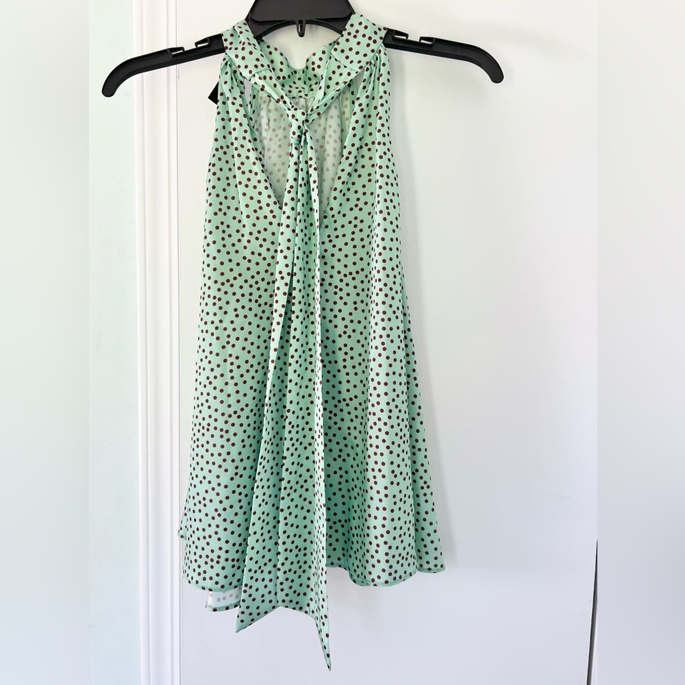 slim fit dress slacks NEW Zara Green Polka Dots Sleeveless Cami Camisole Midi Tank Wrap Dress  Size M main image 0